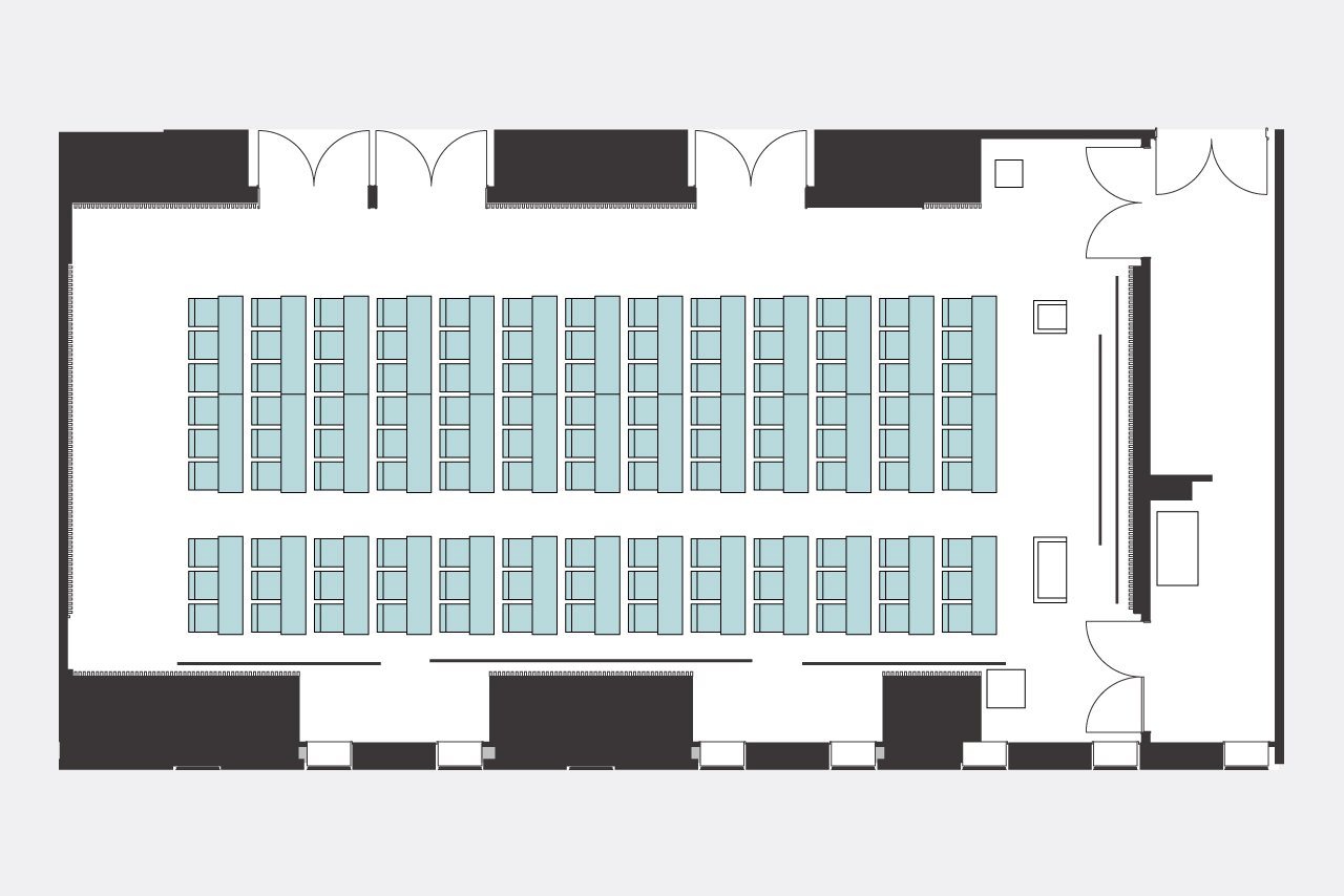 ボードルーム スクール形式（3名掛け）レイアウト図面