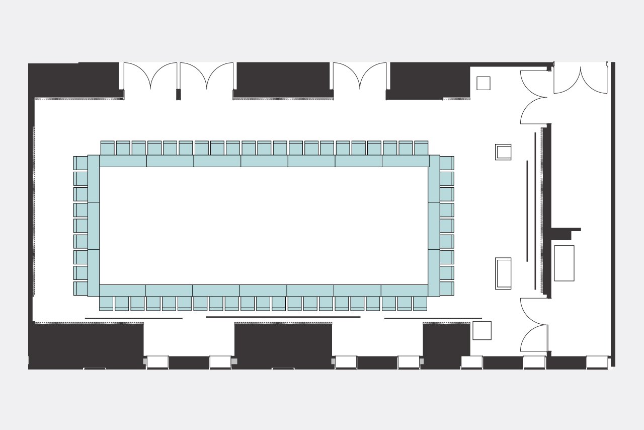 ボードルーム ロの字形式レイアウト図面