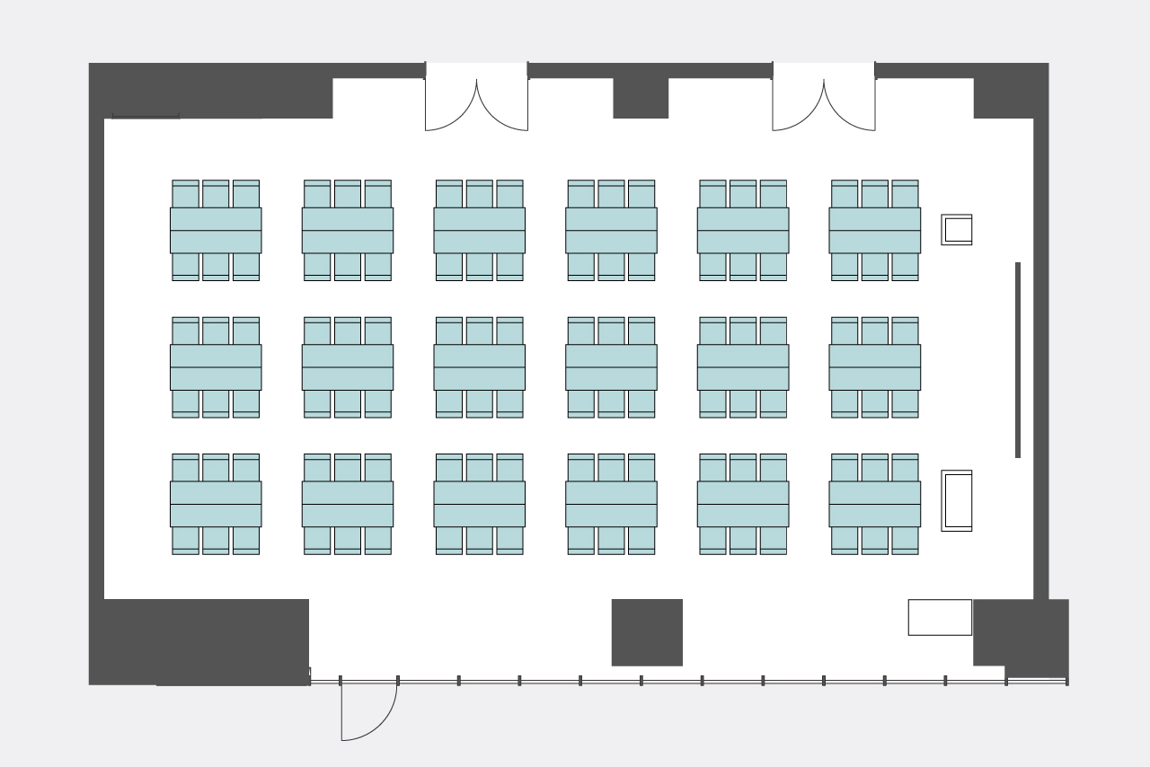 ルーム１ グループ形式(3名掛け)レイアウト図面