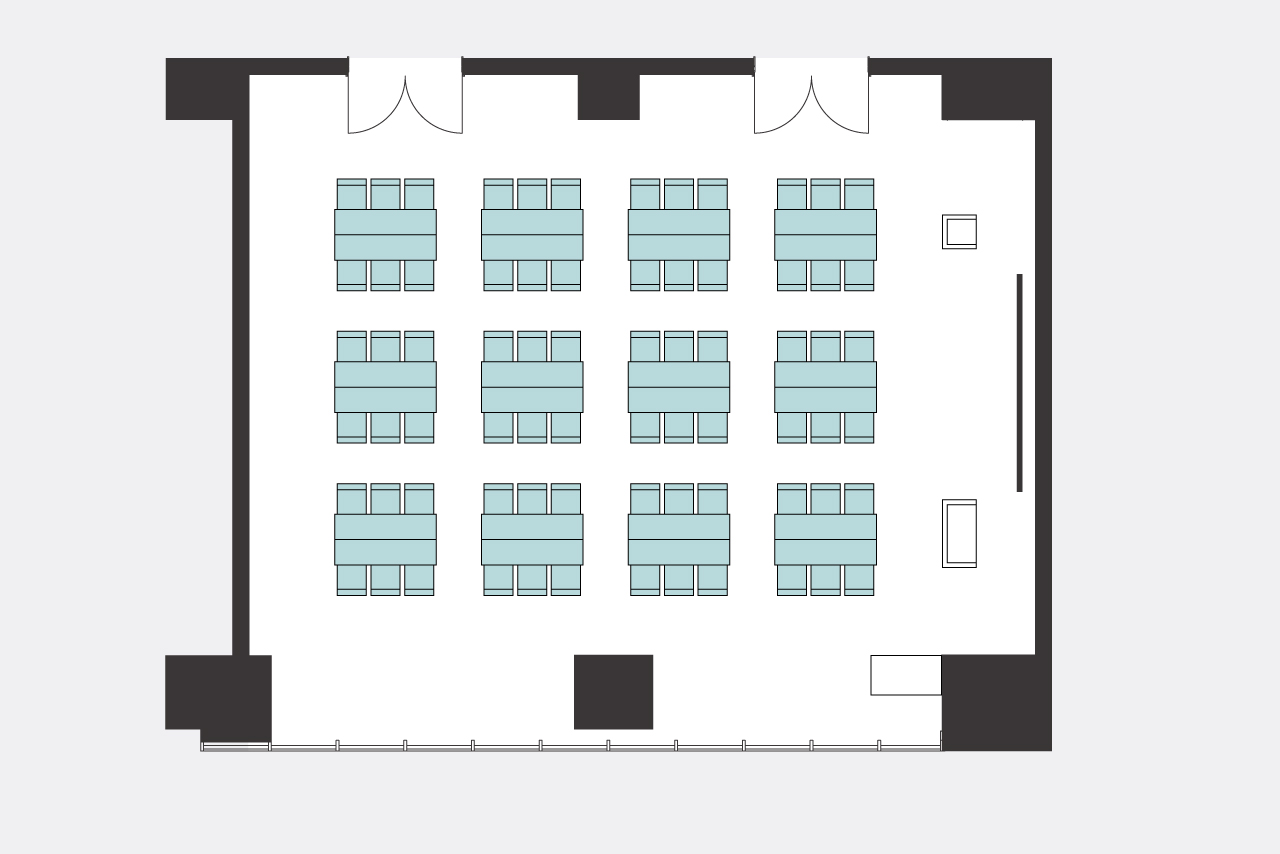 ルーム2 グループ形式(3名掛け)レイアウト図面