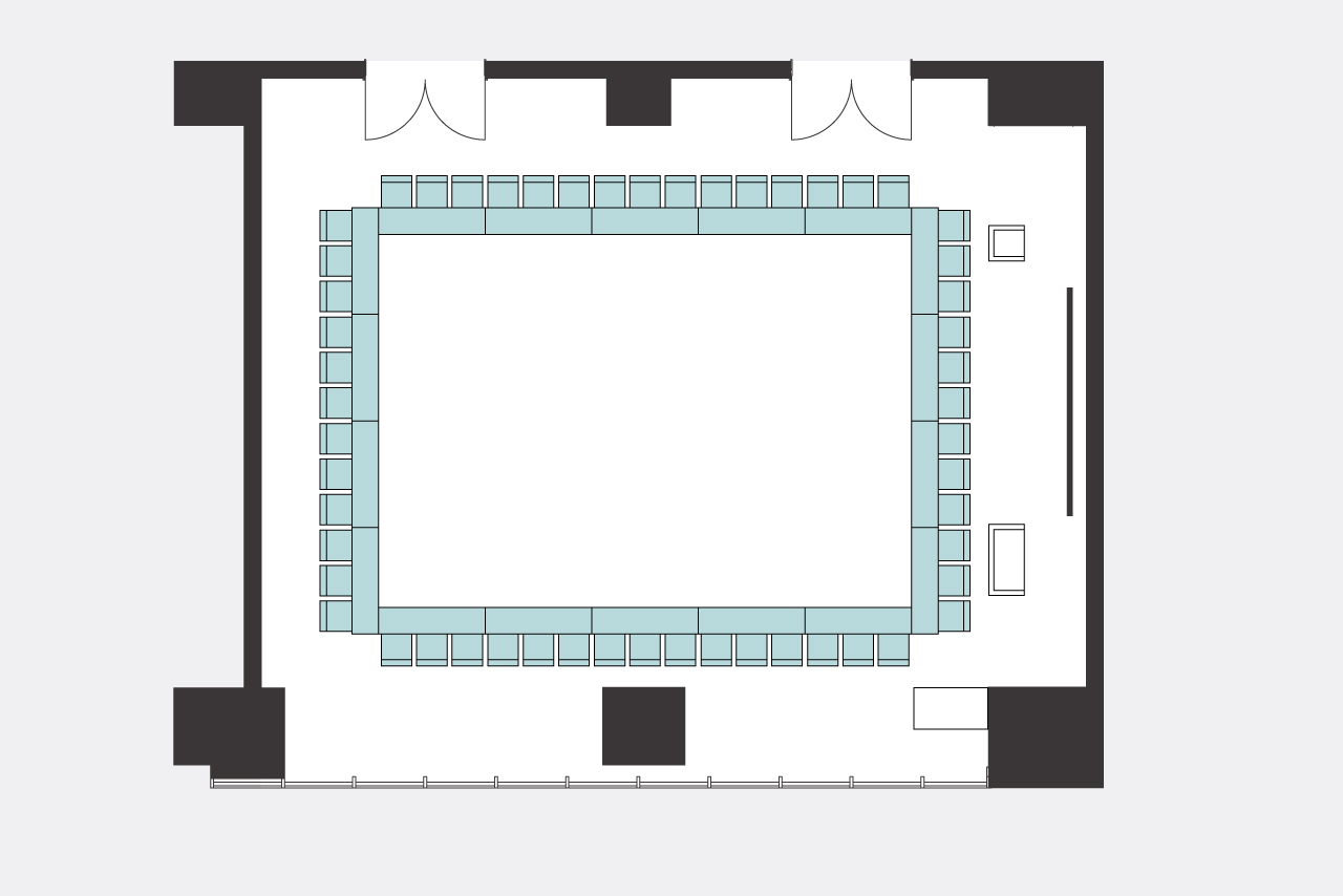ルーム2 ロの字形式レイアウト図面