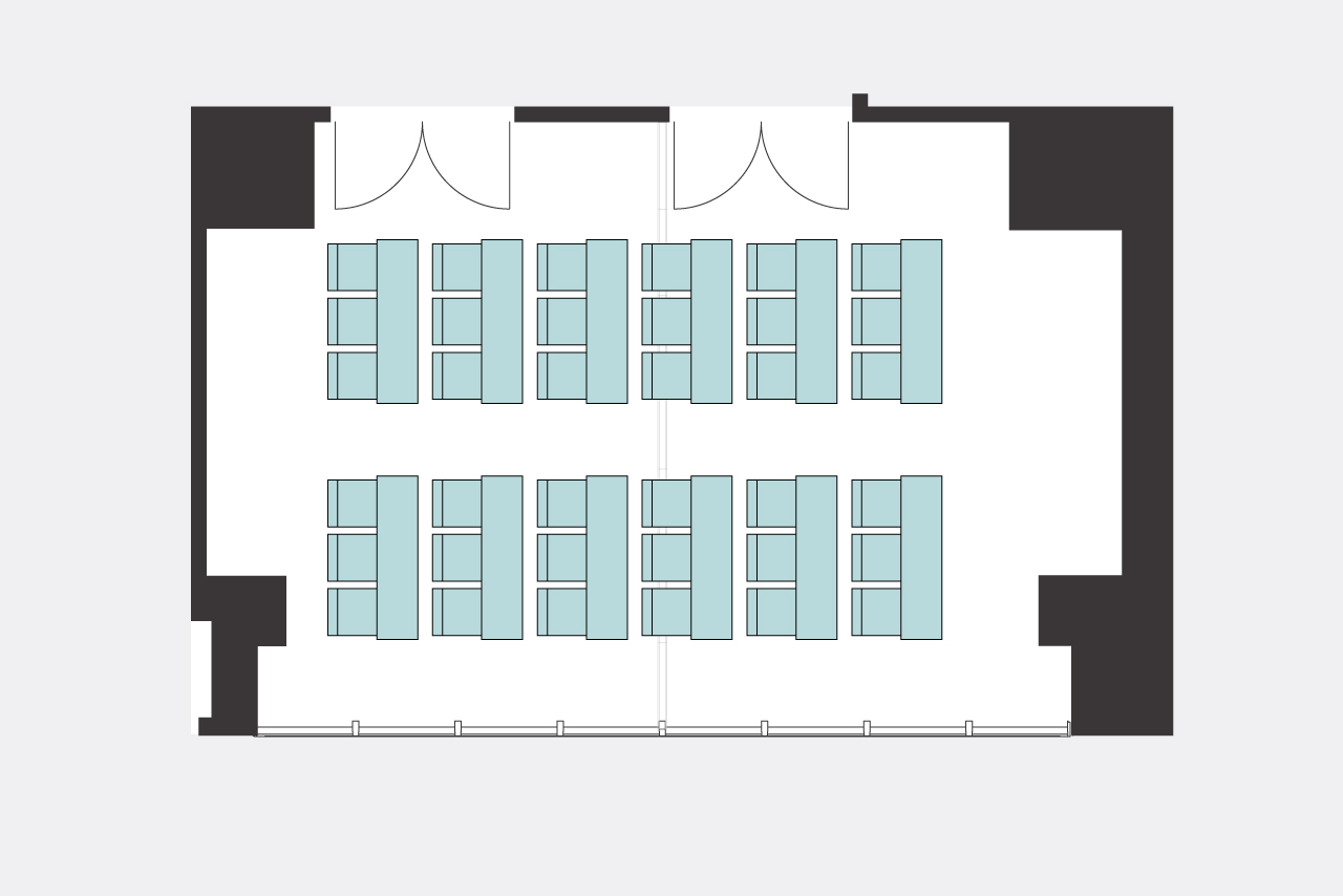 ルーム６＋７ スクール形式（3名掛け）レイアウト図面